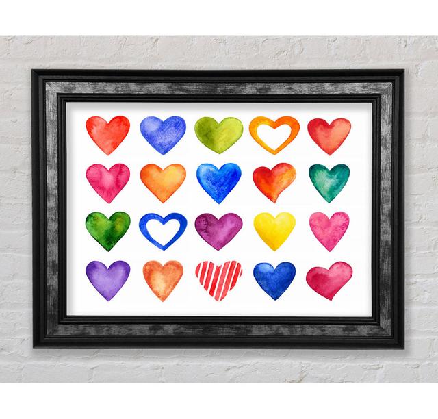 Colourful Hearts Framed Print Bright Star Size: 29.7cm H x 42cm W on Productcaster.