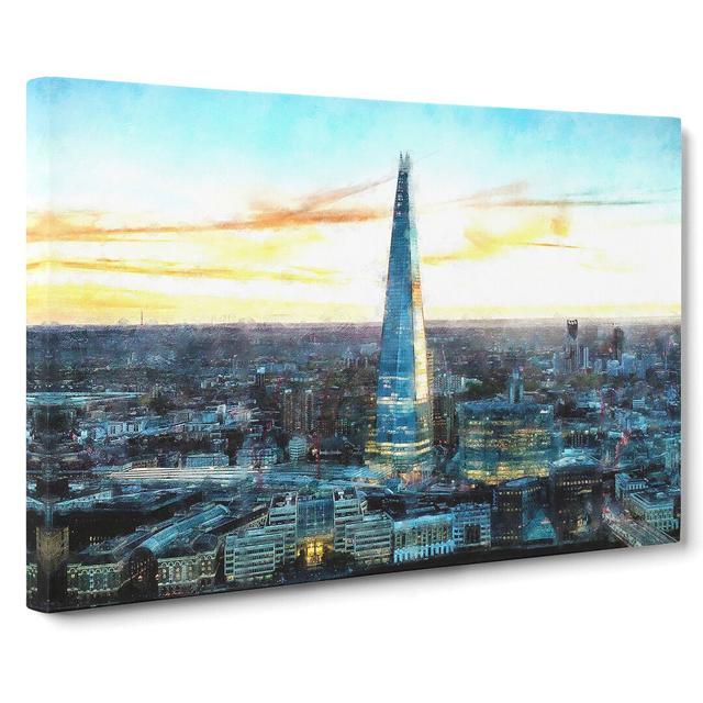 The Shard London England Skyline - Wrapped Canvas Photograph Print East Urban Home Size: 60cm H x 91cm W x 3cm D on Productcaster.