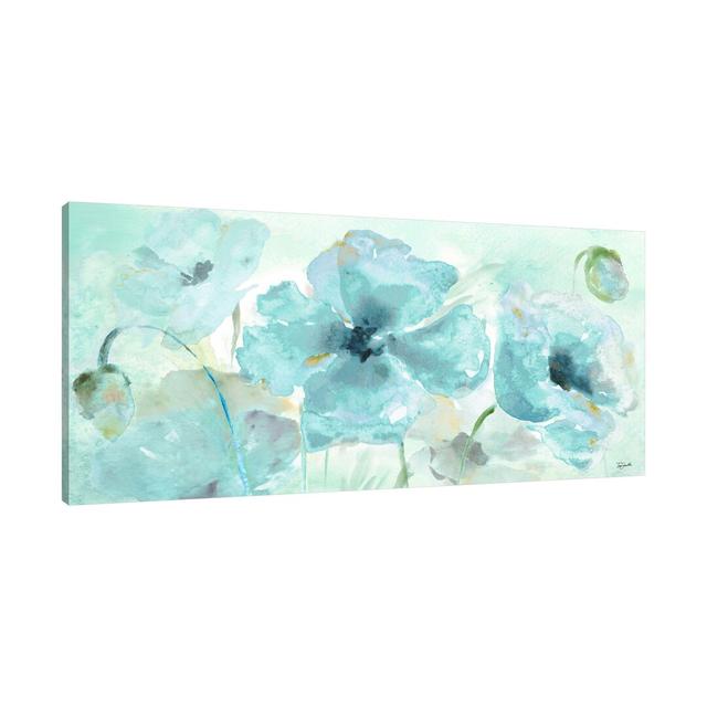 'Blue Poppy V' by Tre Sorelle Studios Watercolour Painting Print on Wrapped Canvas Brambly Cottage Size: 61cm H x 122cm W on Productcaster.