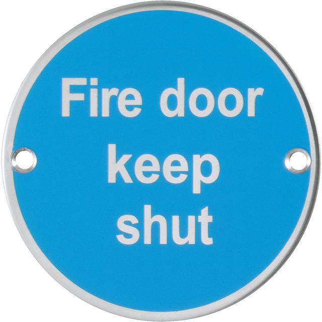 Amauli "Fire Door Keep Shut" Sign Symple Stuff Colour: Blue/Polished Silver on Productcaster.