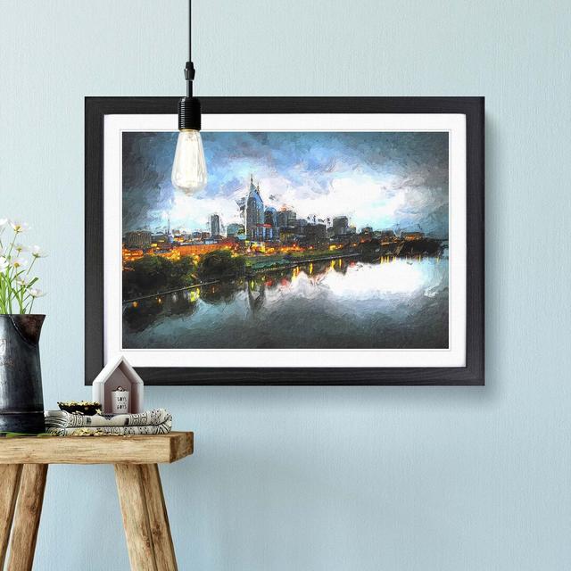 Nashville Tennessee Skyline at Night - Picture Frame Painting Print East Urban Home Size: 48cm H x 65cm W x 2cm D, Frame Option: Black Framed on Productcaster.