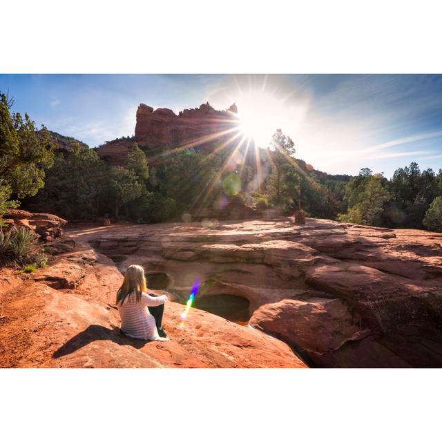 Girl Sitting At Seven Sacred Pools by Wanderluster - No Frame Art Prints on Canvas Alpen Home Size: 81cm H x 122cm W on Productcaster.