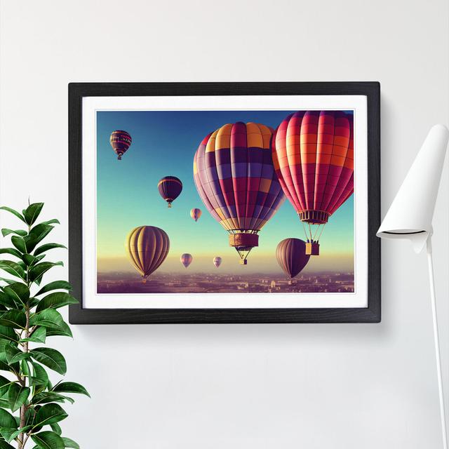 Hot Air Balloons In Flight - Single Picture Frame Print 17 Stories Size: 34cm H x 46cm W x 2cm D, Frame Colour: Black on Productcaster.