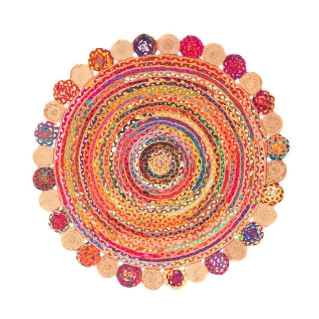 Round Burvin Striped Hand Loomed Round 100cm X 100cm Colourful Area Rug Set Latitude Vive on Productcaster.