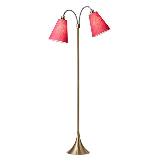 135 cm Stehlampe Heitz Ebern Designs Schirmfarbe: Kirsche, Gestellausführung: Messing on Productcaster.