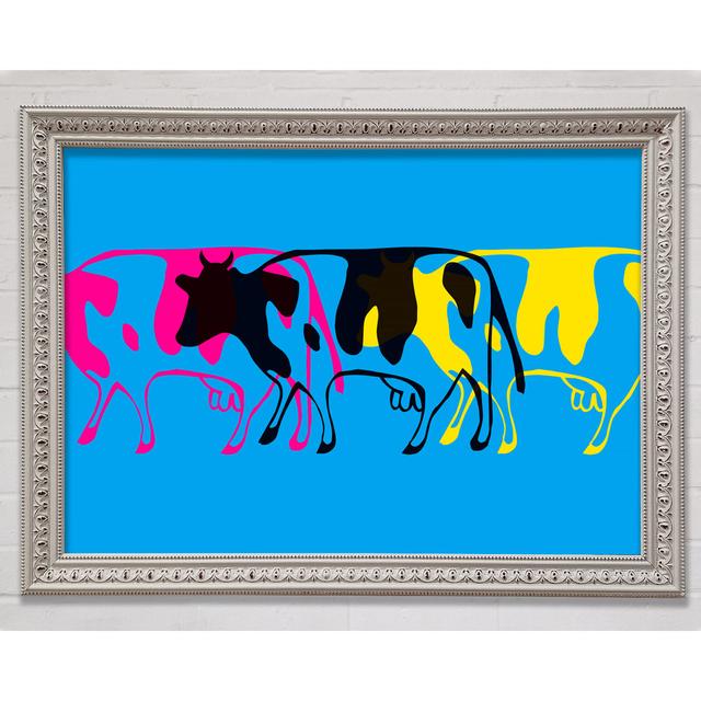 Pop Art Cows Framed Print Bright Star Size: 100cm H x 141.4cm W x 3cm D on Productcaster.