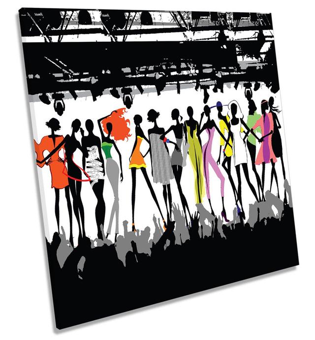 Fashion Catwalk Models Picture CANVAS WALL ART Square Print Multi-Coloured 17 Stories Size: 36cm H x 36cm W x 3cm D on Productcaster.