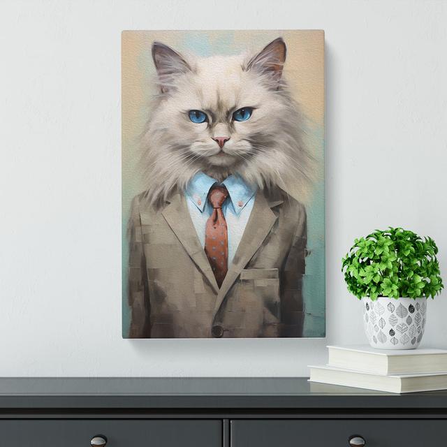 Ragdoll Cat in a Suit Painting Happy Larry Size: 76cm H x 50cm W x 3cm D on Productcaster.