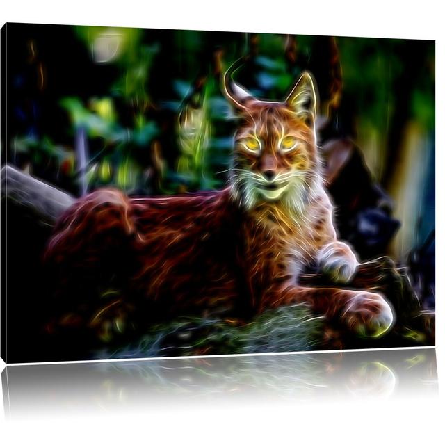 Leinwandbild Aufmerksamer Luchs in Schwarz/Braun East Urban Home Größe: 70 cm H x 100 cm B on Productcaster.