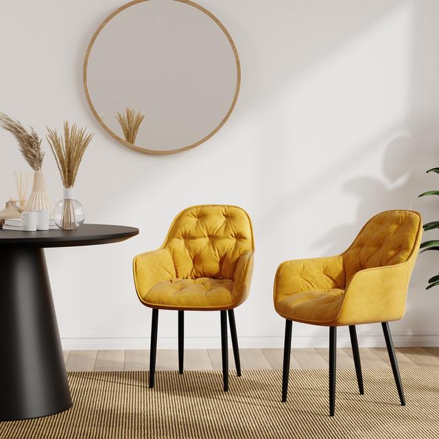 Yazmin Upholstered Dining Chair (Set of 6) Canora Grey Colour: Mustard on Productcaster.