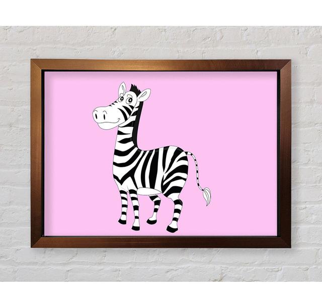 Standing Zebra White Framed Print Isabelle & Max Size: 100cm H x 141.1cm W, Colour: Pink on Productcaster.