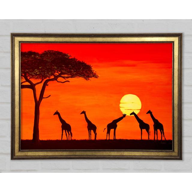 Giraffes At The Sunset - Print Ebern Designs Size: 29.7cm H x 42cm W x 1.5cm D on Productcaster.