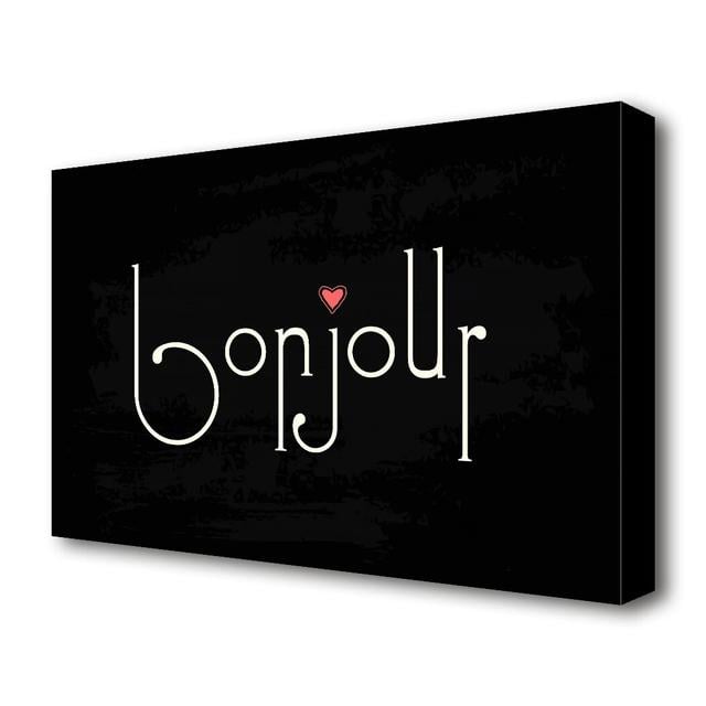 Bonjour 2 - Wrapped Canvas Typography Print East Urban Home Size: 50.8 cm H x 81.3 cm W x 4.4 cm D on Productcaster.