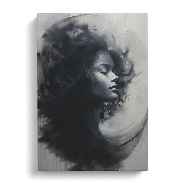 Moon Gestural - Wrapped Canvas Art Prints Marlow Home Co. Size: 50cm H x 35cm W x 3cm D on Productcaster.