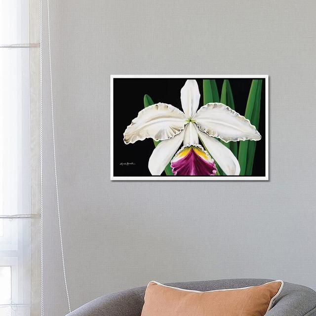 White Orchid by Linda Rauch - Painting Print on Canvas Latitude Run Size: 45.72cm H x 66.04cm W x 3.81cm D, Format: White Framed on Productcaster.