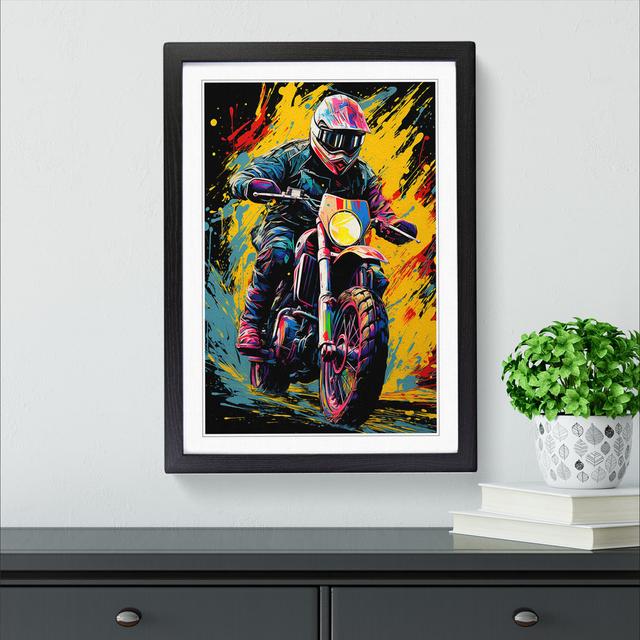 Motorbike Colour Field - Single Picture Frame Print on Wood Borough Wharf Size: 64cm H x 46cm W x 2cm D, Format: Black Framed on Productcaster.