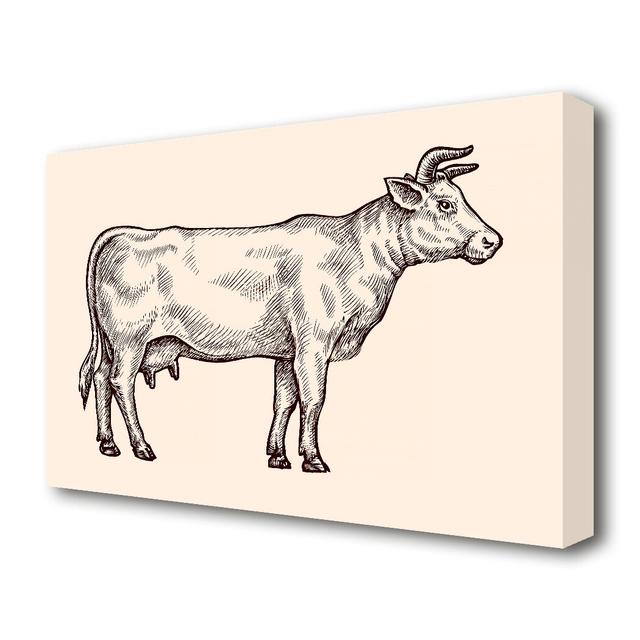 Hereford Cow Wildlife - Wrapped Canvas Drawing Print East Urban Home Size: 50.8 cm H x 81.3 cm W on Productcaster.