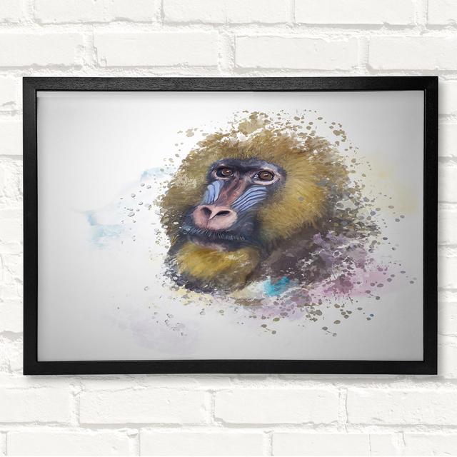 Mandrill Watercolour Splash - Closed Corner Frame Art Prints on Wood Alpen Home Size: 59.7cm H x 84.1cm W on Productcaster.