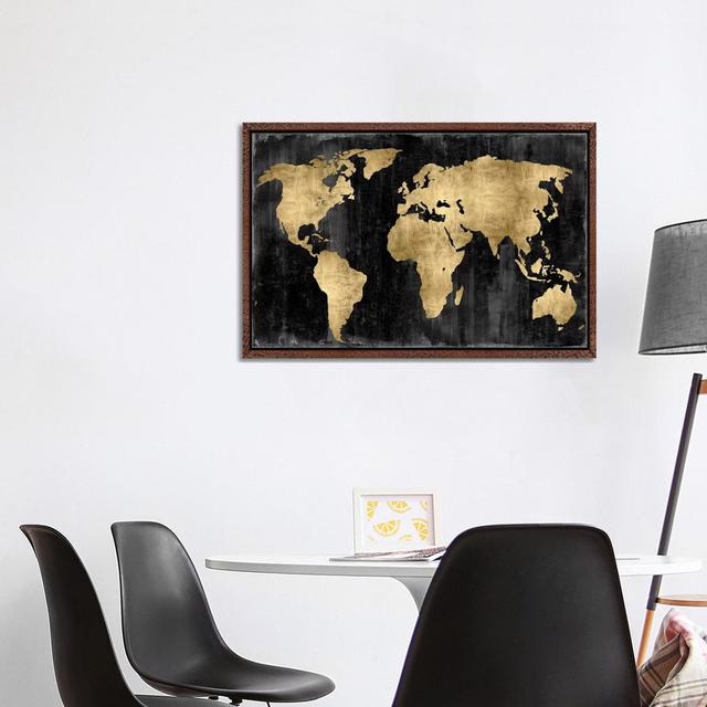 Leinwandbild The World - Gold On Black von Russell Brennan Mercury Row Größe: 66,04 cm H x 101,6 cm B x 3,81 cm T, Format: Klassischer Schattenfugenra on Productcaster.