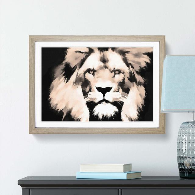 Lion in Abstract - Picture Frame Graphic Art Print East Urban Home Frame Option: Oak, Size: 50cm H x 76cm W x 2cm D on Productcaster.