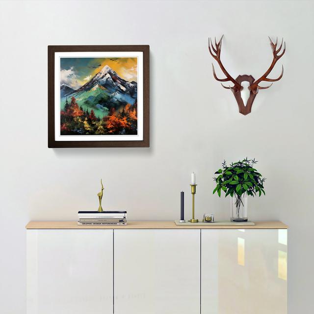 Japanese Mountains Expressionism - Single Picture Frame Art Prints on Wood Alpen Home Format: Walnut on Productcaster.