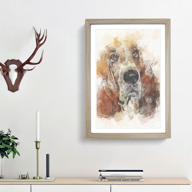 Basset Hound in Abstract - Picture Frame Painting Print East Urban Home Size: 65cm H x 48cm W x 2cm D, Frame Option: Oak Framed on Productcaster.