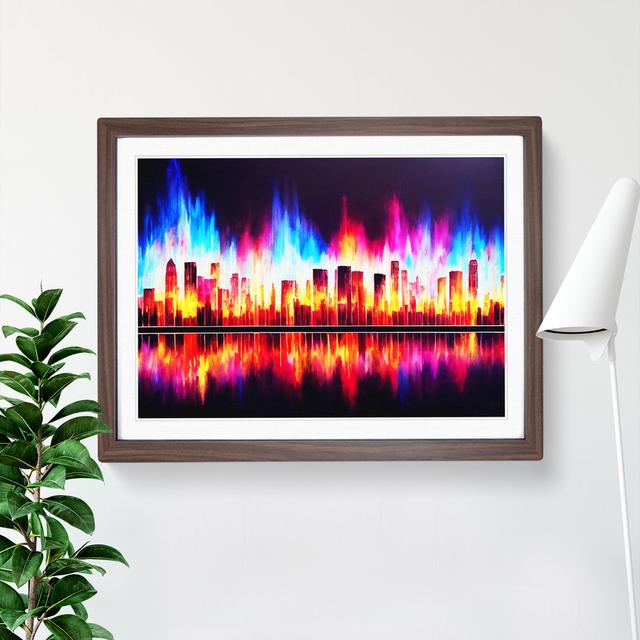 Refined City Skyline Abstract - Single Picture Frame Print 17 Stories Frame Colour: Walnut Framed, Size: 34cm H x 46cm W x 2cm D on Productcaster.