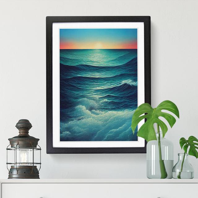 FRM-V0523-1635X Ocean Sunset - Picture Frame Print Big Box Art Size: 46cm H x 34cm W x 2cm D, Format: Oak on Productcaster.