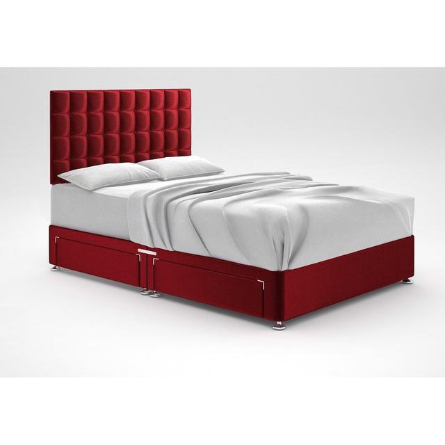 Stephanne Divan Bed Base 17 Stories Colour: Red, Size: King (5'), Storage Type: 2 Drawers Same Side on Productcaster.