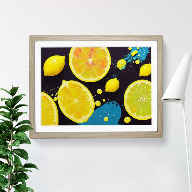 Lemon Fruit Splash Vol.2 - Picture Frame Graphic Art Brambly Cottage Size: 34cm H x 46cm W x 2cm D, Frame Colour: Oak on Productcaster.