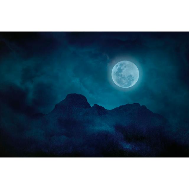 Blue Full Moon - Wrapped Canvas Print Union Rustic Size: 51cm H x 76cm W x 3.8cm D on Productcaster.