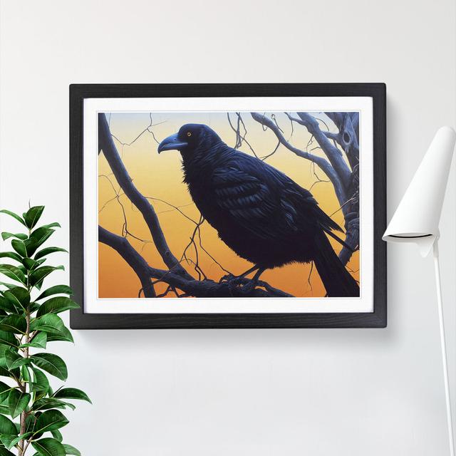 Remarkable Raven Bird - Picture Frame Painting 17 Stories Size: 46cm H x 64cm W x 2cm D, Frame Colour: Black Framed on Productcaster.