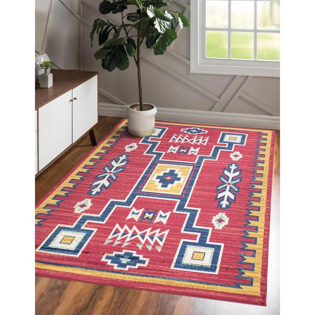 Malvina Aztec Machine Woven Pink/White/Blue Area Rug Natur Pur Rug Size: Rectangle 50 x 80cm on Productcaster.