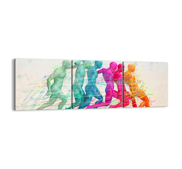 Movement Harmony - 3 Piece Unframed Panoramic Graphic Art Print Set on Canvas Brayden Studio Size: 50cm H x 150cm W x 1.8cm D on Productcaster.