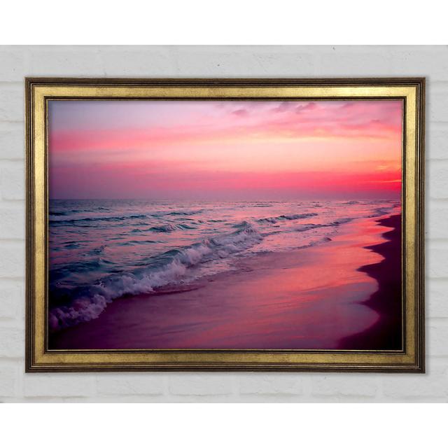 Lilac Pink Ocean Framed Print Highland Dunes Size: 84.1cm H x 118.9cm W x 1.5cm D on Productcaster.