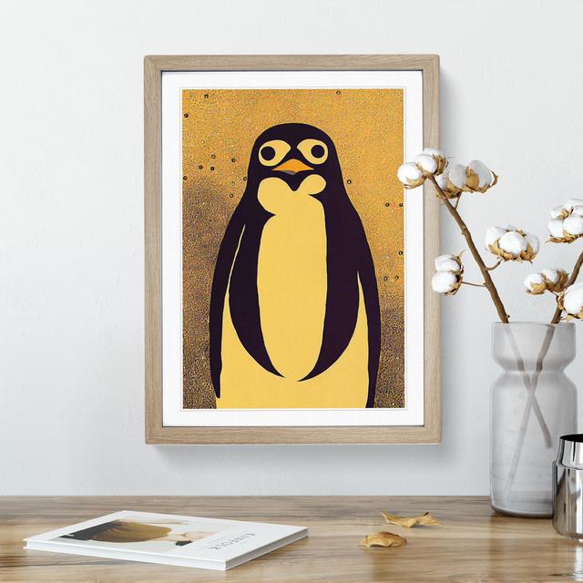 Vintage Penguin - Picture Frame Graphic Art Marlow Home Co. Size: 46cm H x 34cm W x 2cm D, Frame Colour: Oak Framed on Productcaster.