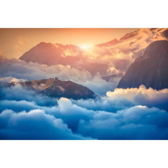 View Of The Foggy Val Di Fassa Valley by Andrew_Mayovskyy - Wrapped Canvas Print Union Rustic Size: 51cm H x 76cm W on Productcaster.