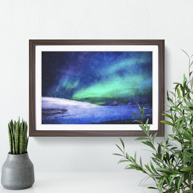 Aurora Borealis In Iceland - Single Picture Frame Painting on MDF East Urban Home Size: 62cm H x 87cm W x 2cm D, Format: Walnut on Productcaster.