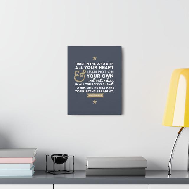 Trust In The Lord Proverbs 3:6-7 - Wrapped Canvas Typography Blue Elephant on Productcaster.