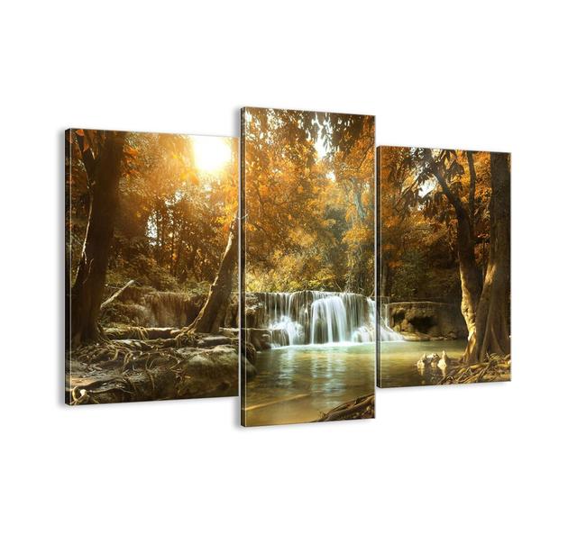 A Park Cascade - 3 Piece Unframed Photograph Print Set on Canvas Union Rustic Size: 100cm H x 130cm W x 1.8cm D on Productcaster.