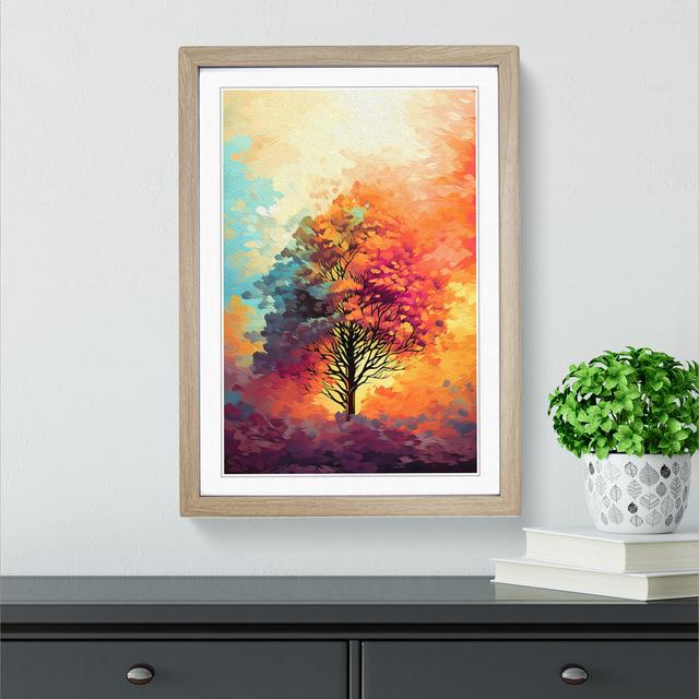 Tree Colour Field - Single Picture Frame Print on Wood Marlow Home Co. Format: Oak Framed, Size: 64cm H x 46cm W on Productcaster.