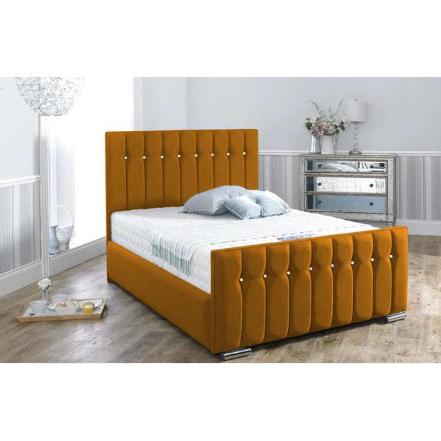 Mongo Upholstered Bed Frame Fairmont Park Colour: Mustard, Size: Super King (6') on Productcaster.