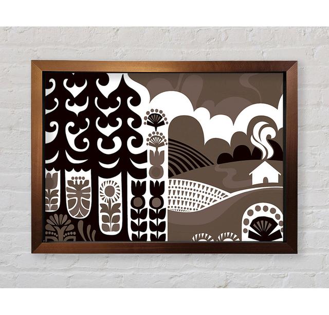 Abstract Hills Brown Framed Print Rosalind Wheeler Size: 59.7cm H x 84.1cm W, Colour: Brown on Productcaster.