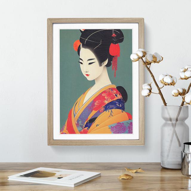 Profile Of A Geisha No.3 - Single Picture Frame Print Marlow Home Co. Size: 46cm H x 34cm W x 2cm D, Frame Colour: Oak Framed on Productcaster.