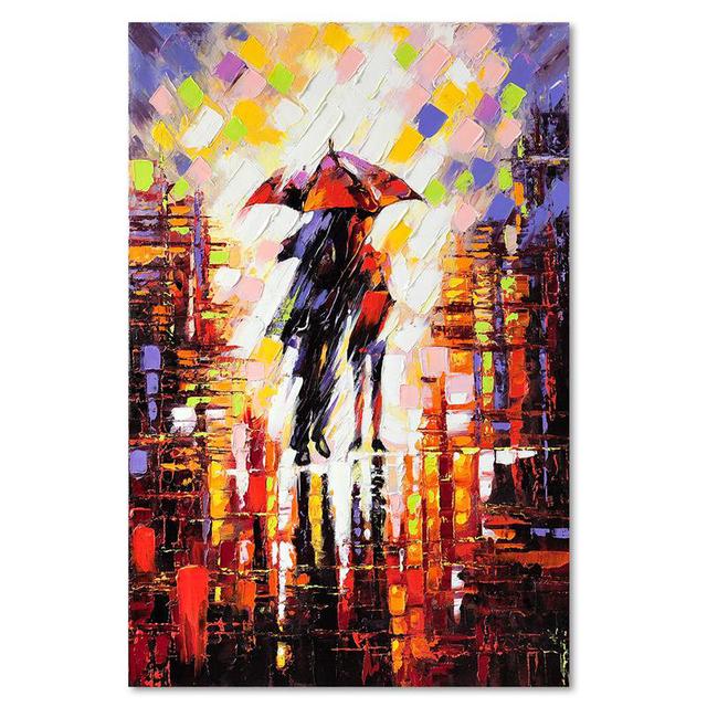 Walking Under an Umbrella - Wrapped Canvas Graphic Art Print 17 Stories Size: 120cm H x 80cm W on Productcaster.