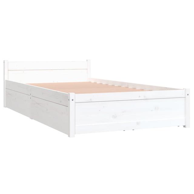 Bed Frame with Drawers Marlow Home Co. Size: European Single (90 x 200cm), Colour: White on Productcaster.