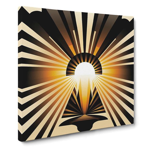 Art Deco Sunset Op Art No.2 - Art Prints Marlow Home Co. Size: 50cm H x 50cm W x 3cm D on Productcaster.