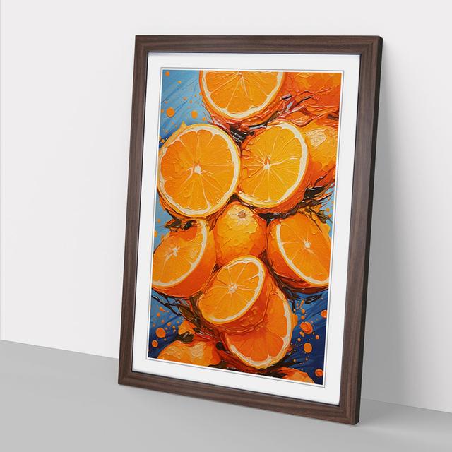 Orange Fruit Abstract - Single Picture Frame Art Prints on Wood Big Box Art Frame Colour: Walnut, Size: 34cm H x 25cm W x 2cm D on Productcaster.