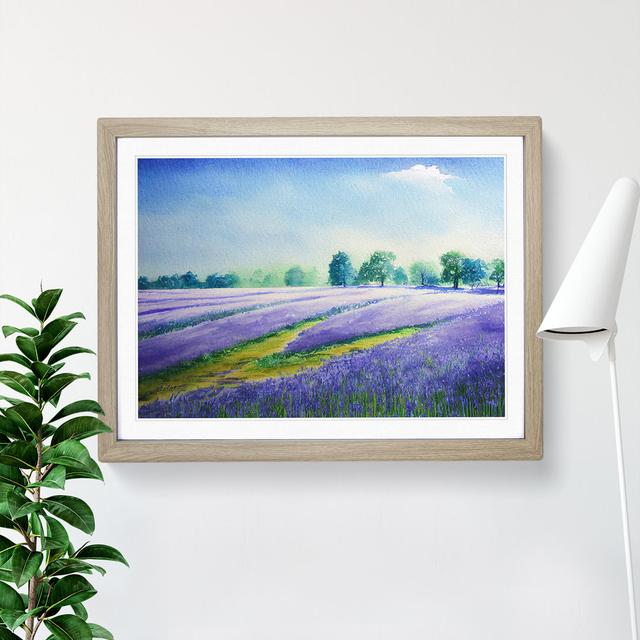 Bluebell Field in Watercolour Vol.5 - Picture Frame Painting Marlow Home Co. Size: 25cm H x 34cm W x 2cm D, Framed Colour: Oak Framed on Productcaster.