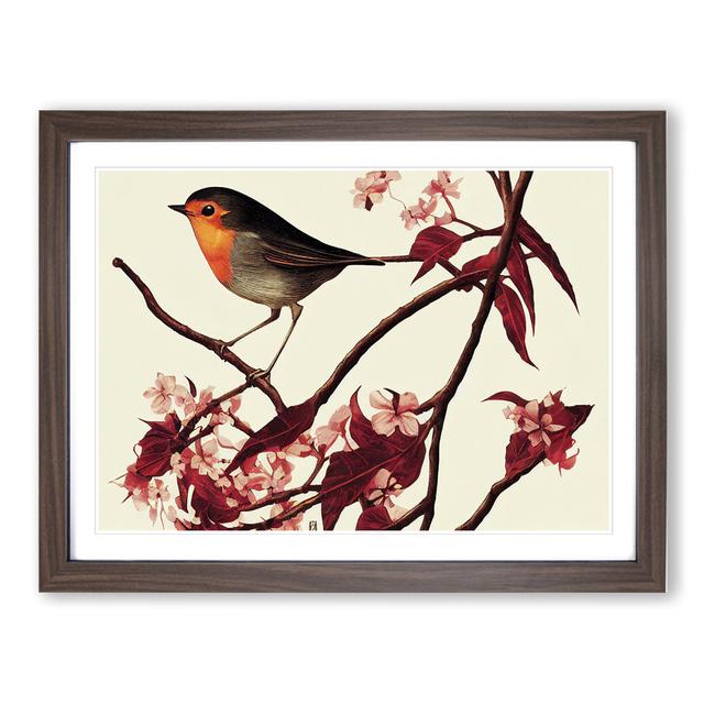 Terrific Robin Bird - Picture Frame Graphic Art Marlow Home Co. Size: 46cm H x 64cm W x 2cm D, Format: Walnut Framed on Productcaster.